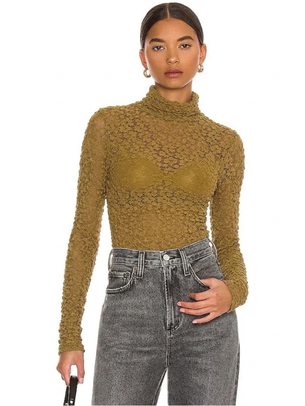 Free People Day And Night Lace Bodysuit in Light Willow Size XL NWT